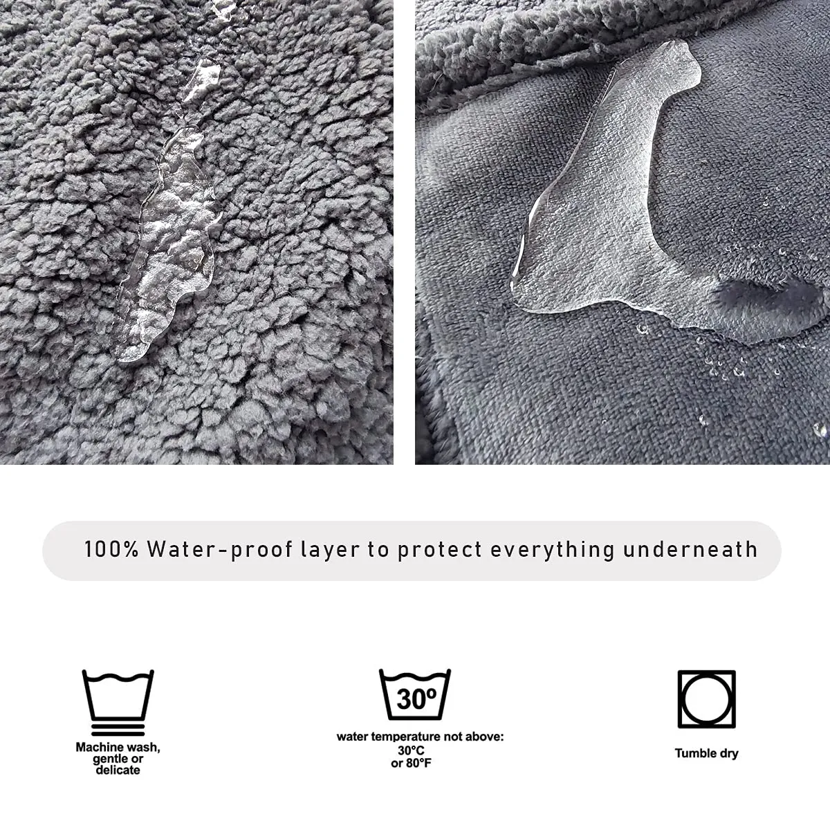 100% Leak Proof Pet Blanket Waterproof Dog Blanket Pee Proof Soft Dog Cat Bed Furniture Cover For Large Dogs and Cats Sofa Couch and Bed Dark Grey M 70 X 100cm