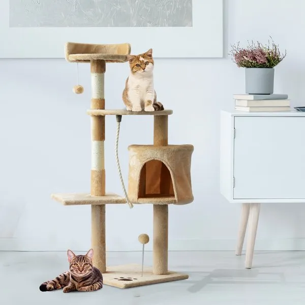 114H Cm. Cat Tree House - Beige