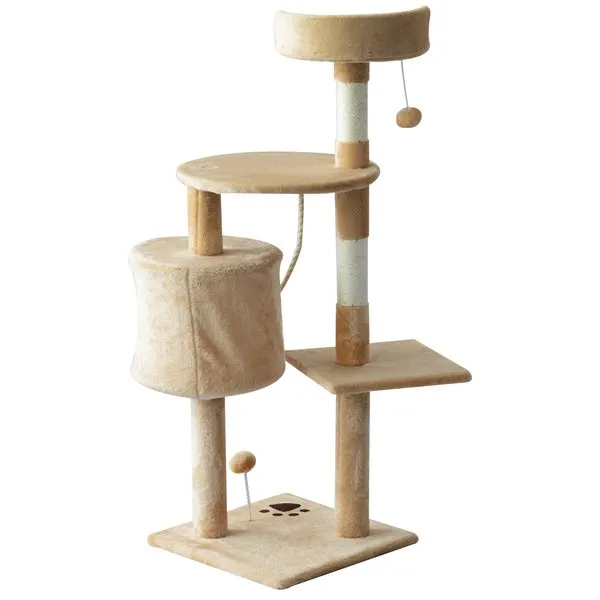 114H Cm. Cat Tree House - Beige