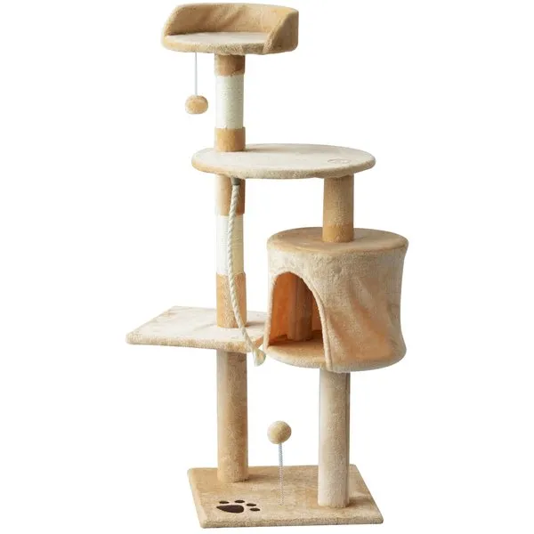 114H Cm. Cat Tree House - Beige