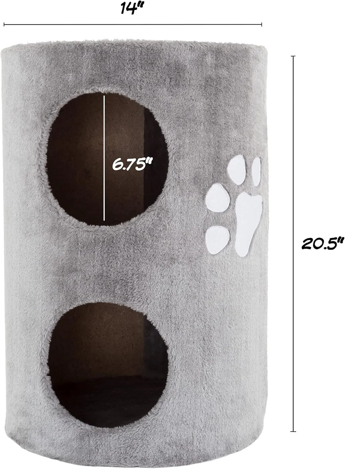 20.5-Inch Cat Condo - 2 Story Cat House with Sisal Scratch Pad, Barrel Shaped Pet House Covered in Soft Fabric by PETMAKER (Gray)