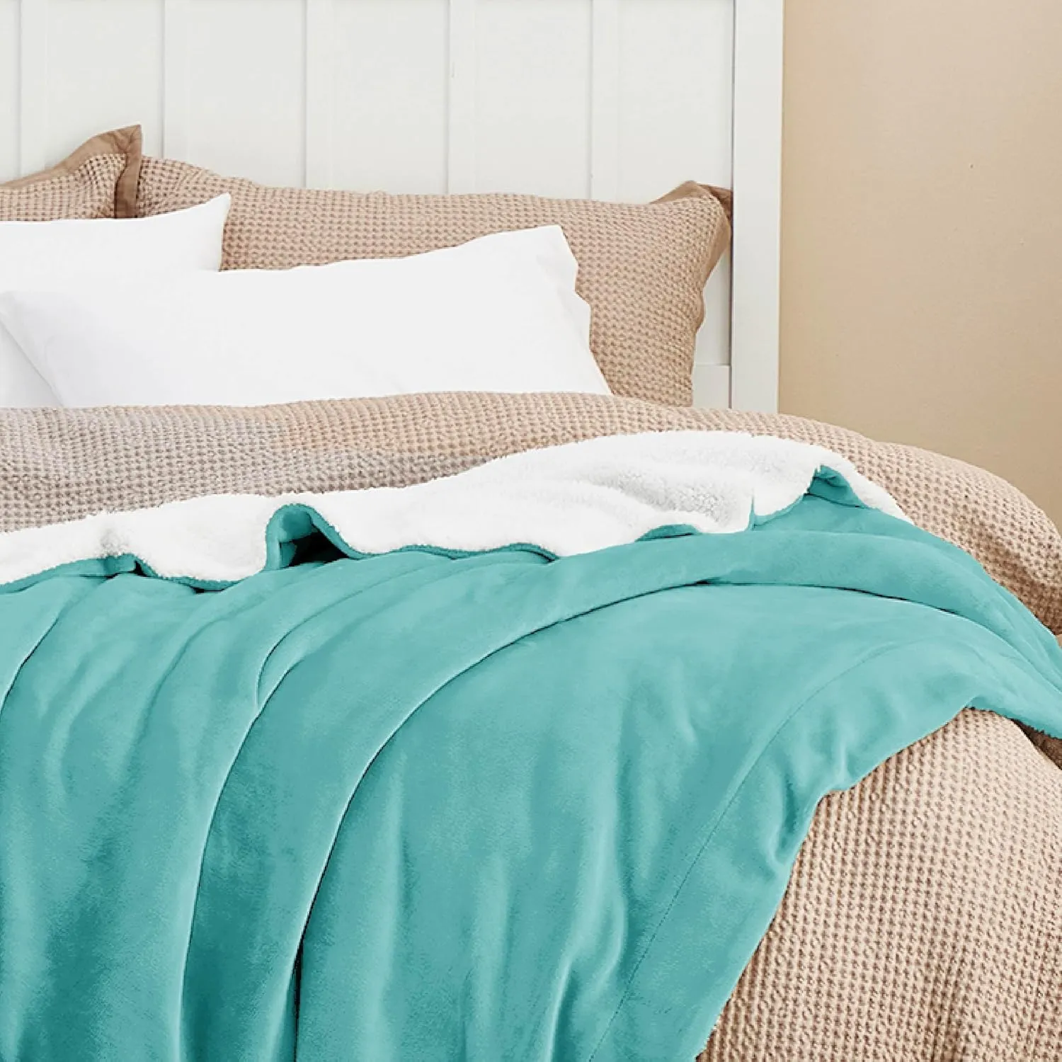 Bedsure Sherpa Fleece Throw Blanket for Couch - Thick and Warm, Soft Fuzzy Plush Throw Blanket for Winter, Light Teal, 50x60 Inches