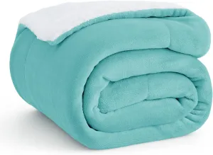 Bedsure Sherpa Fleece Throw Blanket for Couch - Thick and Warm, Soft Fuzzy Plush Throw Blanket for Winter, Light Teal, 50x60 Inches