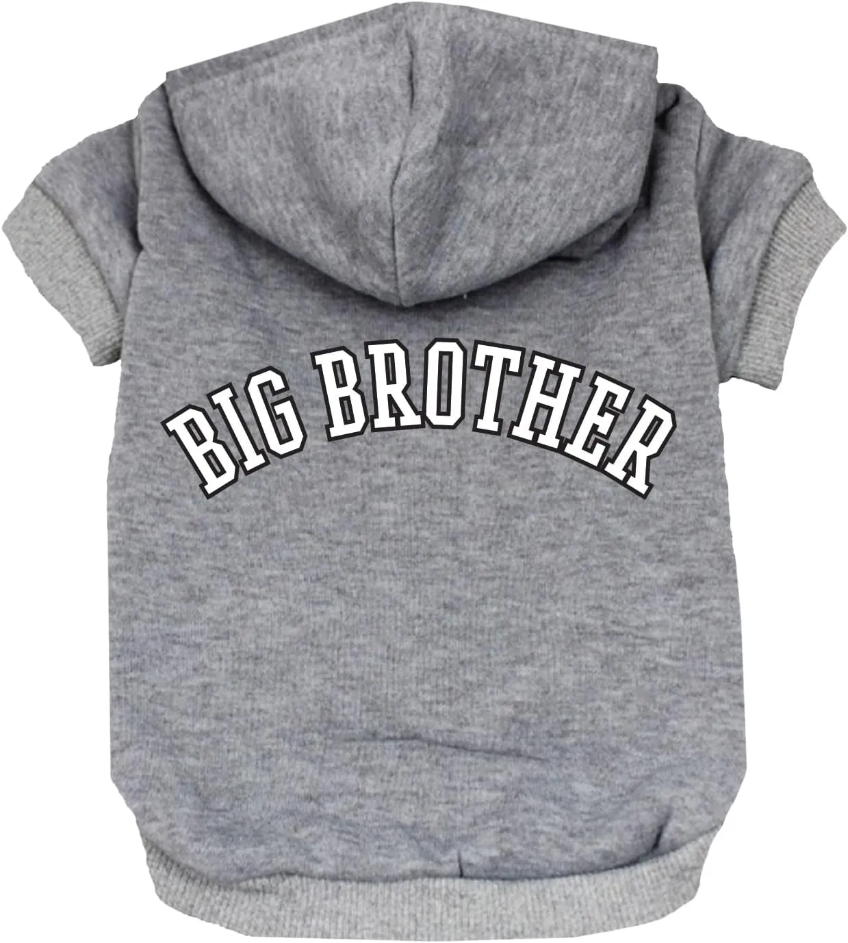 Big Brother (B&W) Dog Hoodie Fleece Lined Pullover Sweatshirt with Leash Hole (Grey, X-Large 894)