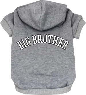 Big Brother (B&W) Dog Hoodie Fleece Lined Pullover Sweatshirt with Leash Hole (Grey, X-Large 894)