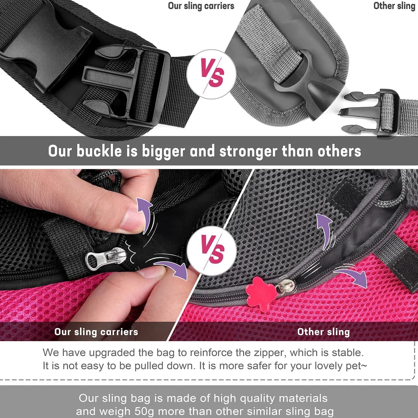 Breathable Mesh Travel Safe Sling Bag Carrier for Pets