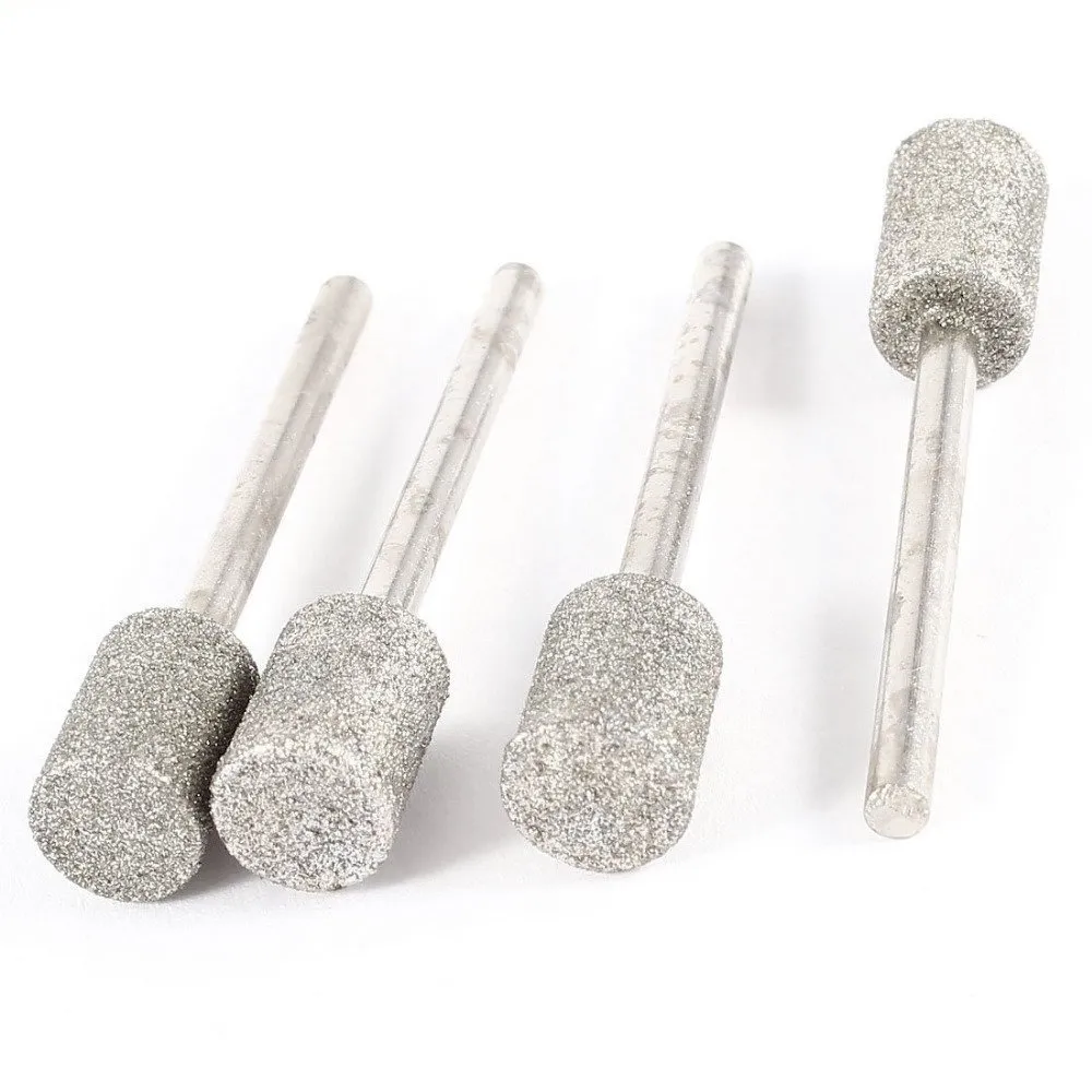 Chiloskit 10 Pics Diamond Grinding Bits Rotary Burr Set, 8mm Head Mounted Points Grinding Bit for Stone Carving, DIY Grinding, Polishing, Engraving, 1/8 Shank Suit Most Rotary Tool