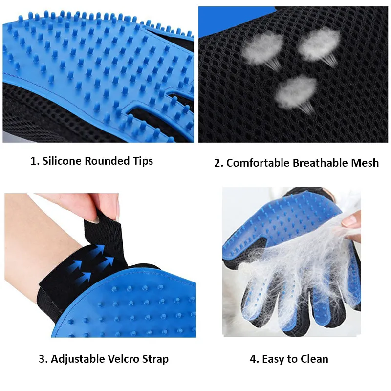 Deshedding Brush Glove for Pet Grooming and Massage
