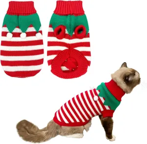 Dog Christmas Sweater Pet Winter Knitwear Xmas Elf Costume Clothes Coats Sweater for Kitty Puppy Cat XL