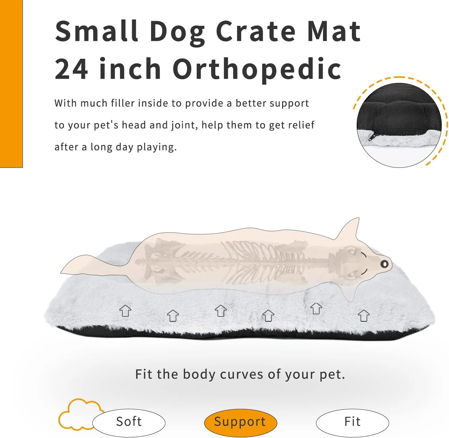 Dog Crate Mat 24 Inch Washable for Small Dogs Comfy Fluffy for 24 Inch Dog Cage Kennel Indoor and Outdoor Use