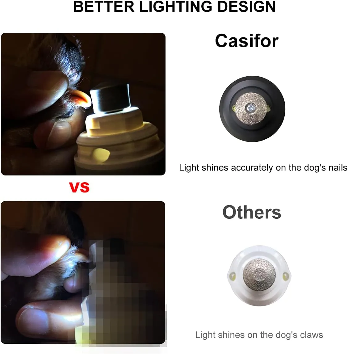 Dog Nail Grinder 10h Working Time Powerful Professional Quiet Electric Pet Nail Trimmer Stepless Speed Regulation Painless Nail File for Large Medium Small Dogs and Cats