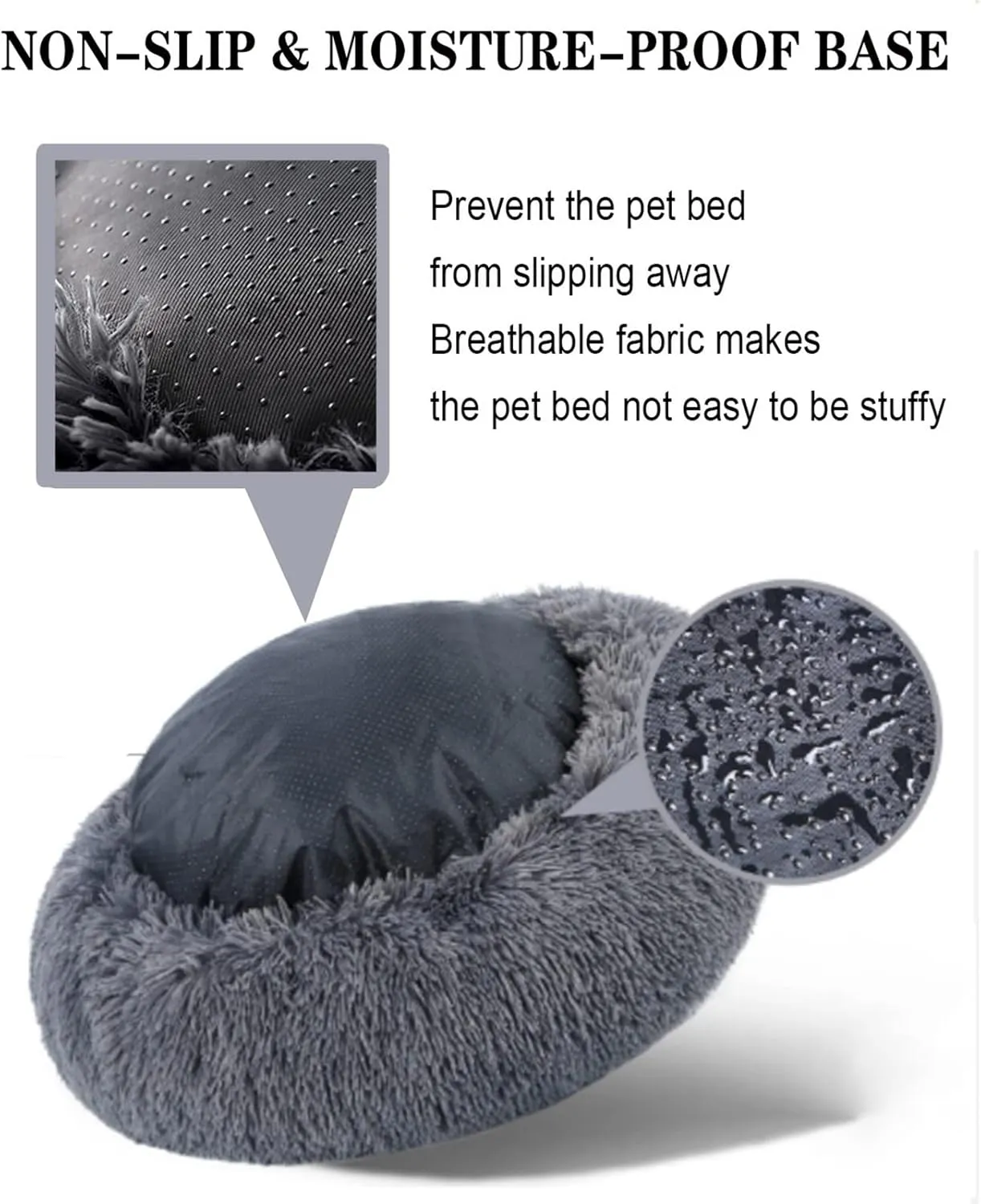 Donut Dog & Cat Bed - Premium Quality Plush Calming Pet Bed, Warm and Soft Anti-Anxiety Cosy Bed With Non-Slip Bottom, Washable for Small/Medium/Large Dogs (Color: Red, Size)