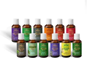 Essential Oil Lavender Rose Rosemary Orange Jasmine YlangYlang Tea Tree Eucalyptus Lemongrass Peppermint Lemon Citronella (Each of 10 ml, Pack of 12)