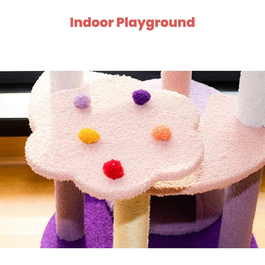 Floofi 160cm Butterfly Plush Cat Condo Cat Tree Pink Purple
