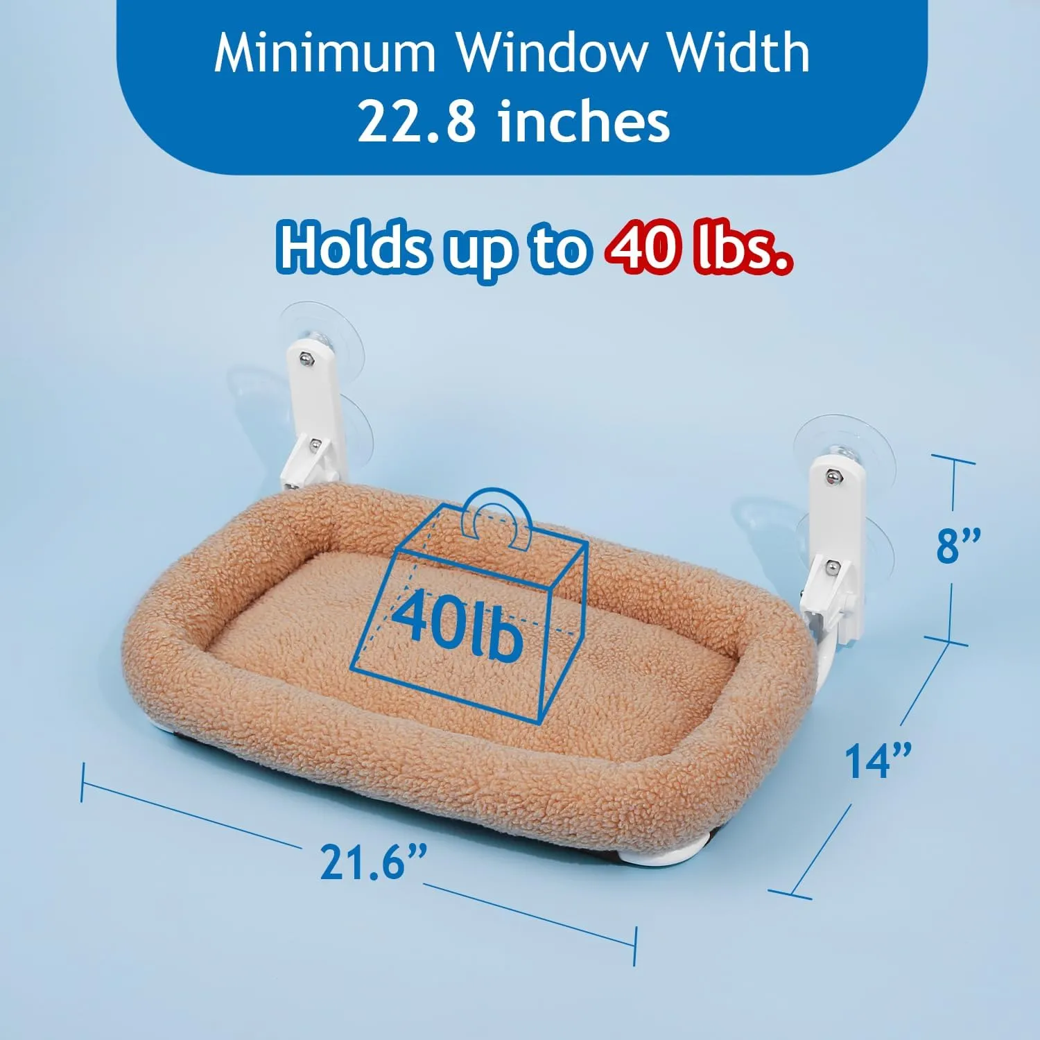 Foldable Cat Hammock for Window - Cordless, Embeded Machine Washable Bed, Robust Metal Frame - Cat Window Perch for Large Cats and Kitten (Brown Bolster Bed, Medium)