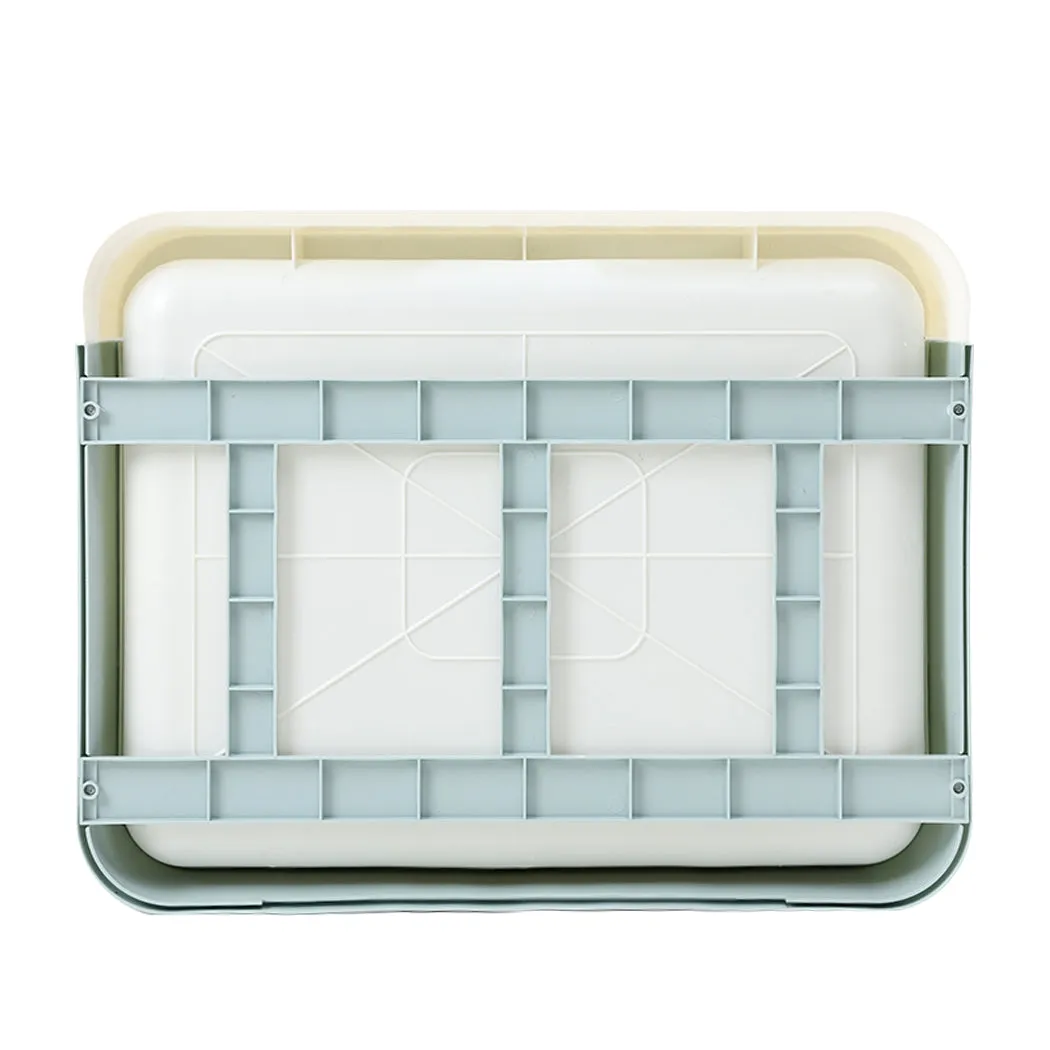 Foldable Cat Litter Box Tray Enclosed Kitty Toilet Hood with Hair Grooming - Blue