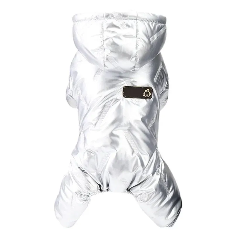 Fullbody Dog Coat with Winter Warm Fleece Lining Waterproof Windproof Dog Jacket Hooded Snowsuit