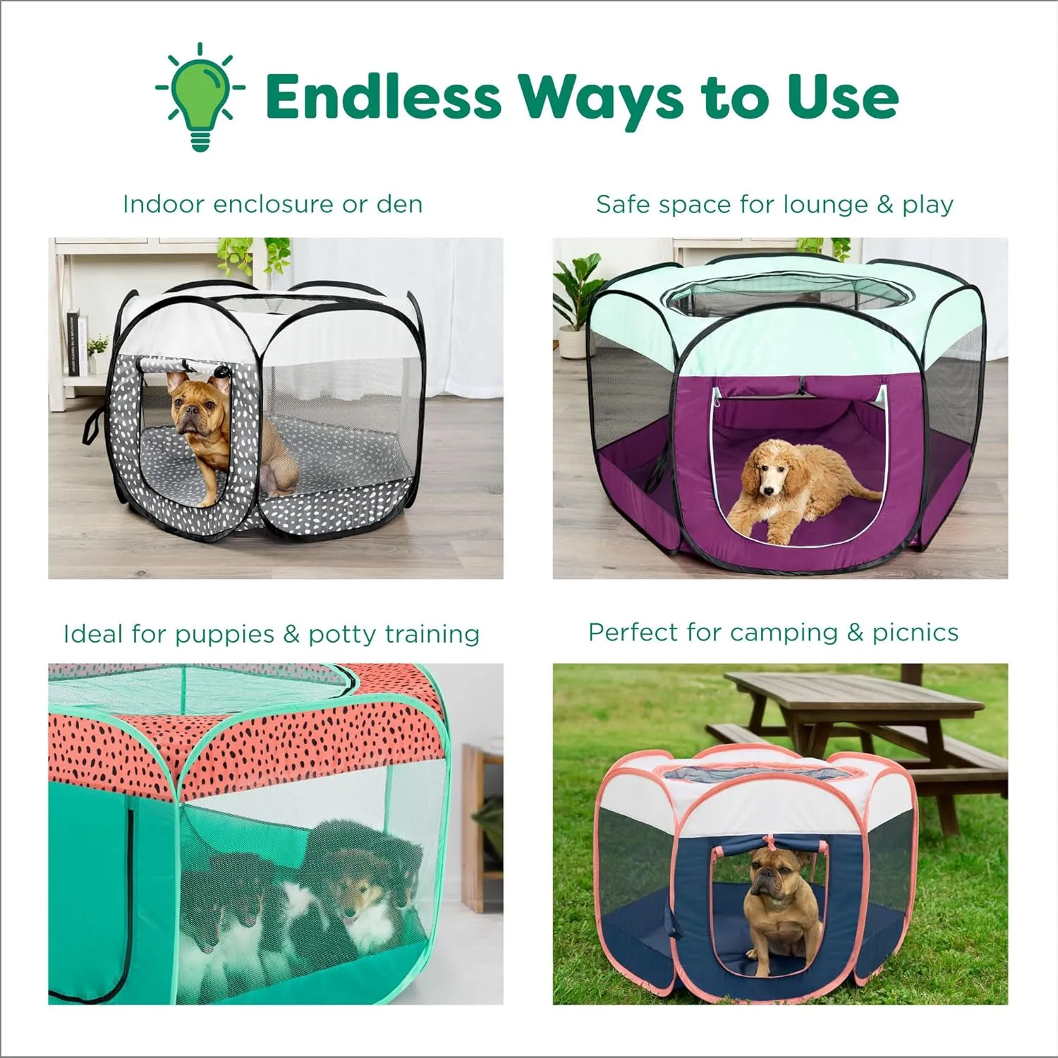 Furhaven Portable Dog Playpen Cat Tent, Pet Playground/Kennel Foldable Indoor Outdoor Zippered Puppy Crate - Navy, Small