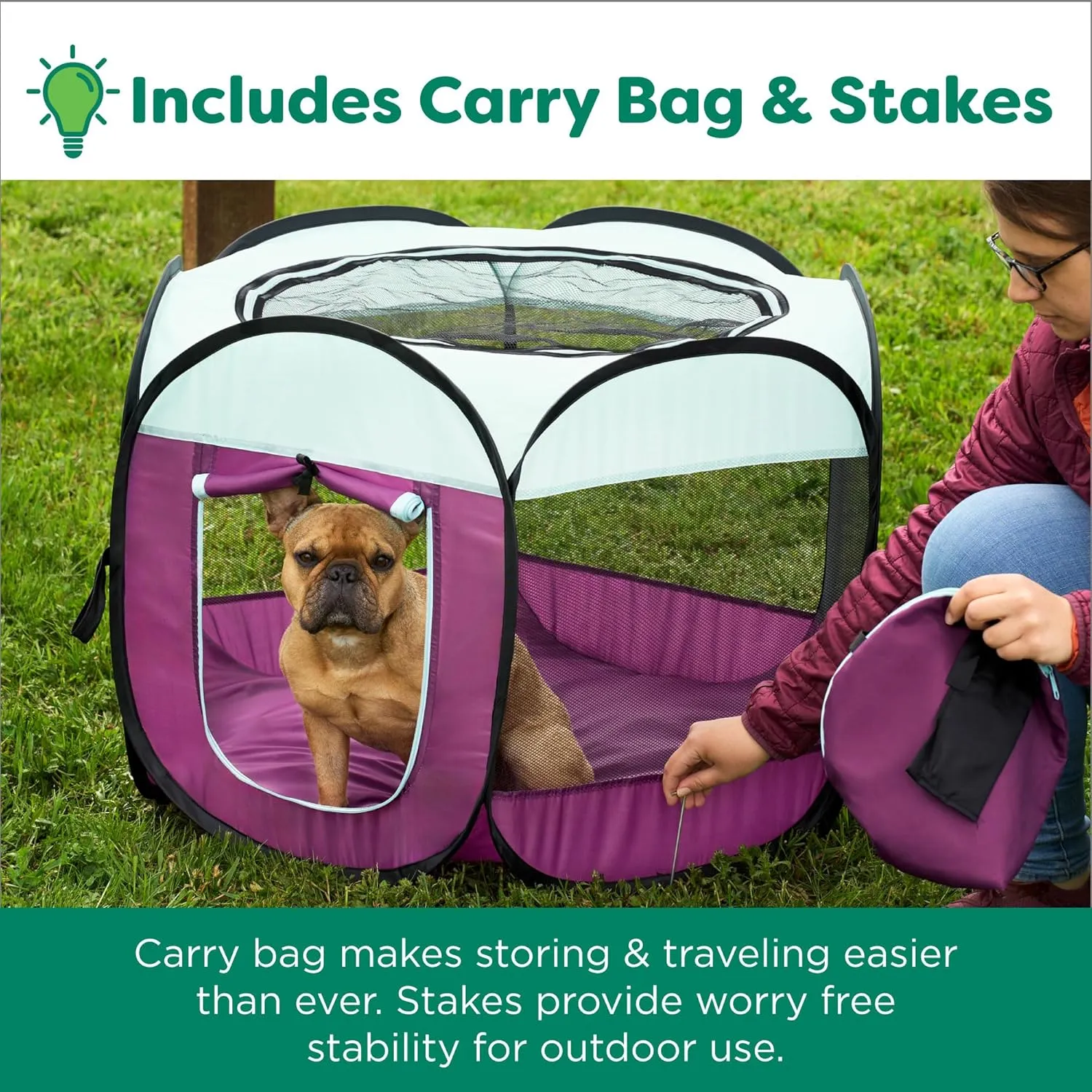 Furhaven Portable Dog Playpen Cat Tent, Pet Playground/Kennel Foldable Indoor Outdoor Zippered Puppy Crate - Navy, Small