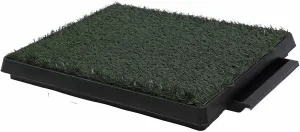 GLOGLOW Indoor Dog Litter Box, Dog Grass Pee Pad Dog Training Tray Mesh Toilet Design Toilet Training Tray Holder Puppy Toilet Dog Grass Potty Tray for Small Medium Puppies (Small Size)