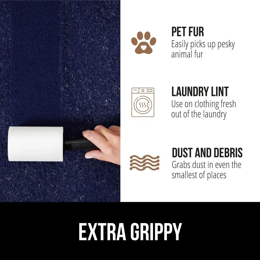 GORILLA GRIP Extra Grippy Lint Rollers, 190 Large Easy Tear Sheets 1 Comfort Handle   2 Refillable Rolls Included, Pet Hair Remover Brush, Clothes Furniture Dog and Cat Animal Friendly Reusable Roller
