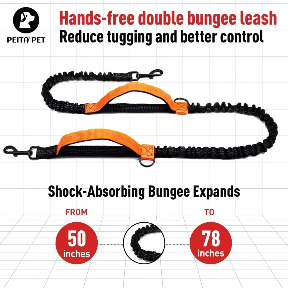 Hands Free Dog LeashBungee Waist Leash for Dog WalkingRunning Belt for  Small & Medium Dogs, 10-40 lbs Fanny Pack for Walker Training Hiking Jogging