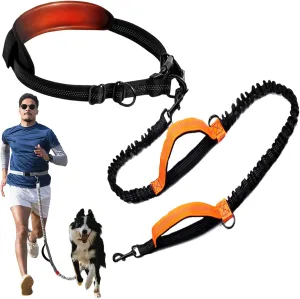 Hands Free Dog LeashBungee Waist Leash for Dog WalkingRunning Belt for  Small & Medium Dogs, 10-40 lbs Fanny Pack for Walker Training Hiking Jogging