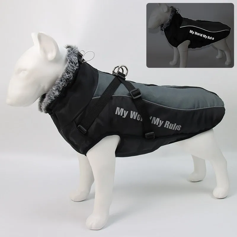 Large Dogs Winter Warm Jacket Waterproof Reflective