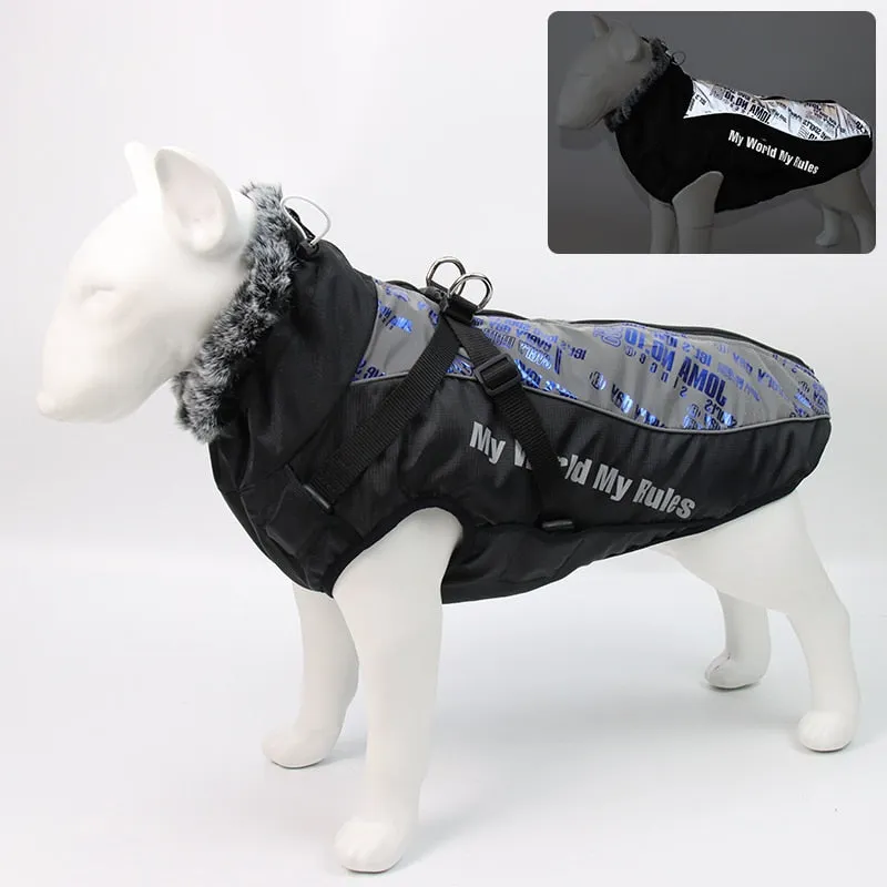 Large Dogs Winter Warm Jacket Waterproof Reflective