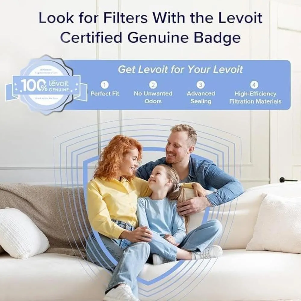 LEVOIT LV-PUR131 Replacement Filter, Genuine Air Purifier Filter, High-Efficiency Activated Carbon for Removal of Odor, Smoke, Pollen, Allergens, LV-PUR131-RF, 2 Pack
