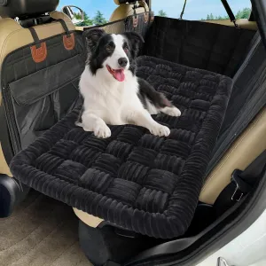 Loiion Dog Car Bed Mat, Non-Slip Backseat Extender Pet Blanket, Plaid Dog Bed for SUVs, Sedans & Trucks, Chew-Resistant Travel Pad for Dogs, Easy Clean & Scratch-Proof & Comfort (50"x24.6") Black