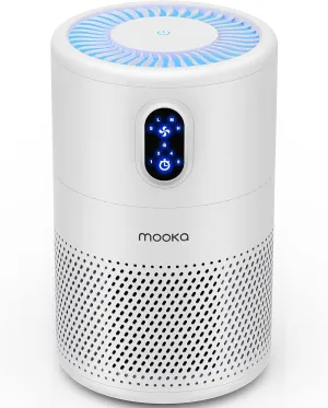 MOOKA Air Purifiers for Home Large Room up to 1076 ft, H13 True HEPA Air Filter Cleaner, Odor Eliminator, Remove Smoke Dust Pollen Pet Dander, Night Light(Available for California)