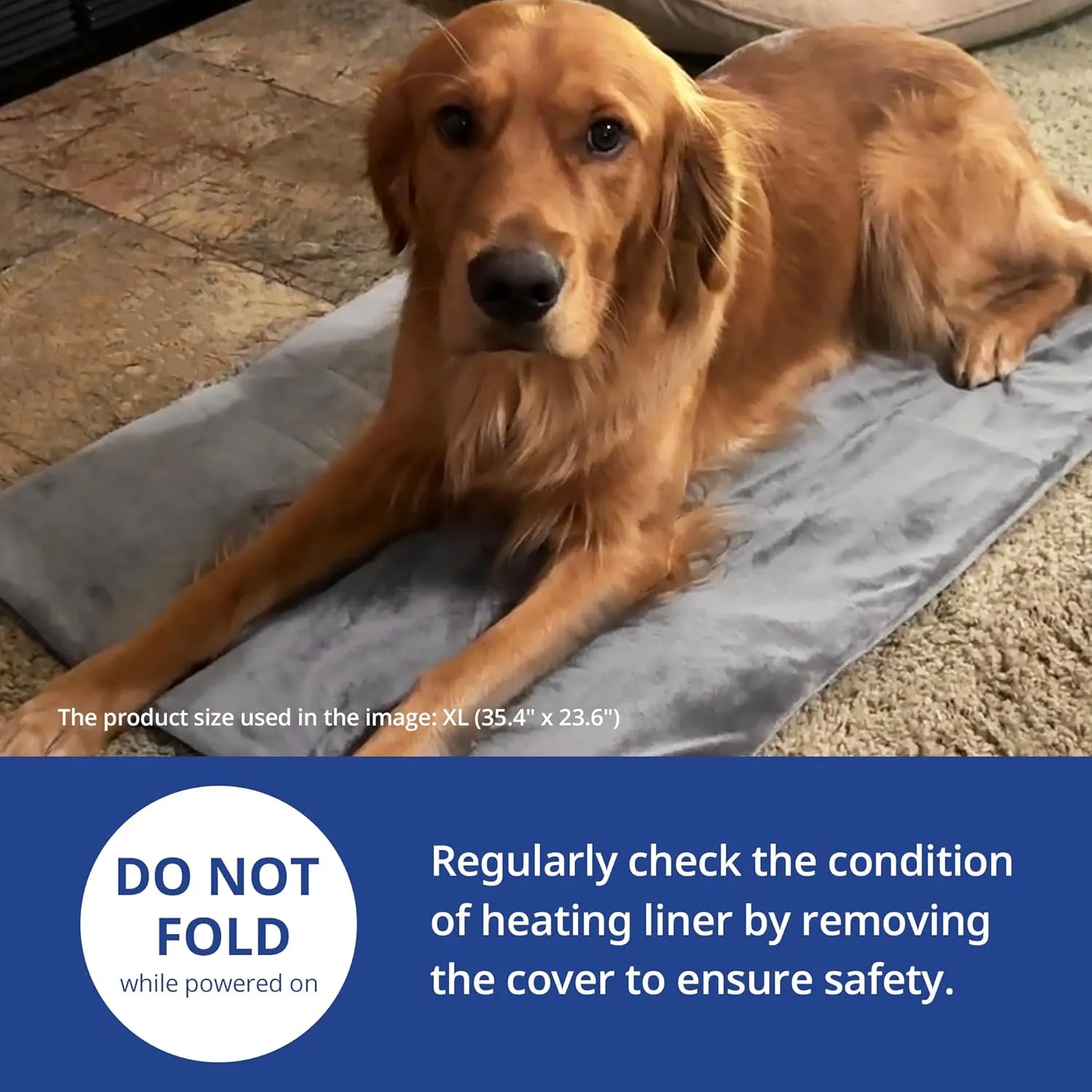 NICREW Large Dog Heating Pad, 35.4" x 23.6" Temperature Adjustable Heated Dog Bed with Auto Shut Off Timer, Indoor Pet Heated Bed Mat for Cats and Dogs