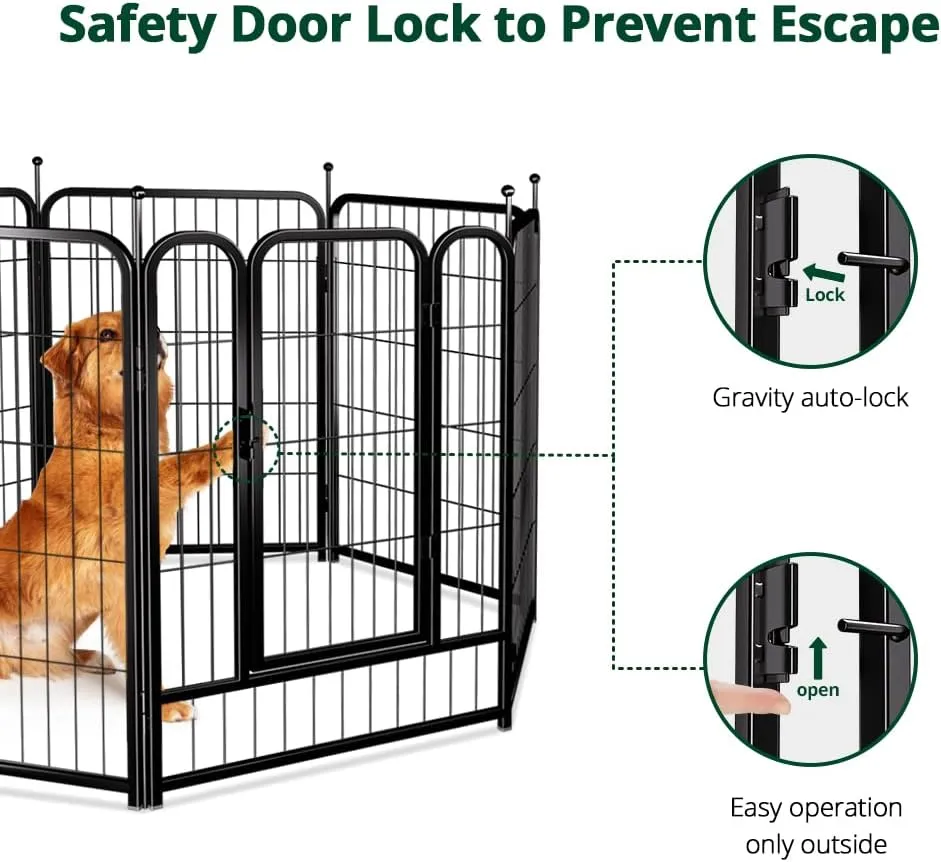 PawGiant Dog Fence Playpen 24/32/40 Indoor Outdoor for Small/Medium/Large Dogs, Metal Pet Puppy Cat Exercise Fencing Gate Crate Cage Outside RV, Camping, Yard, Garden