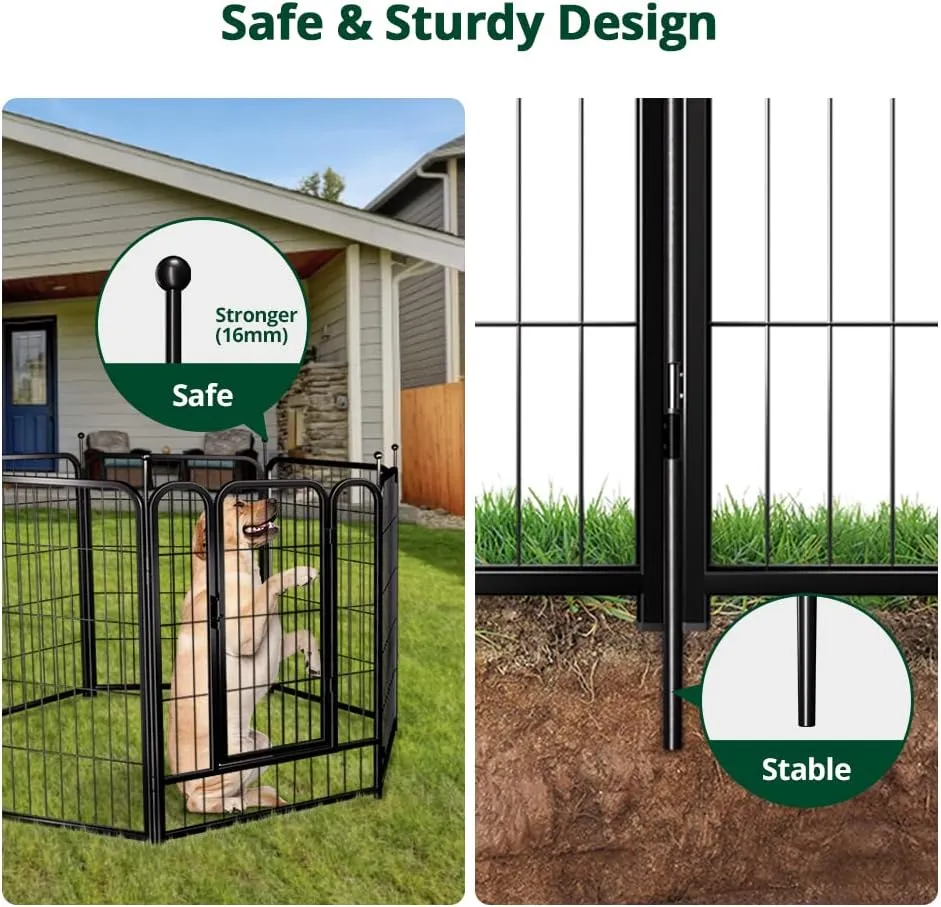 PawGiant Dog Fence Playpen 24/32/40 Indoor Outdoor for Small/Medium/Large Dogs, Metal Pet Puppy Cat Exercise Fencing Gate Crate Cage Outside RV, Camping, Yard, Garden