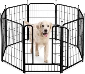PawGiant Dog Fence Playpen 24/32/40 Indoor Outdoor for Small/Medium/Large Dogs, Metal Pet Puppy Cat Exercise Fencing Gate Crate Cage Outside RV, Camping, Yard, Garden
