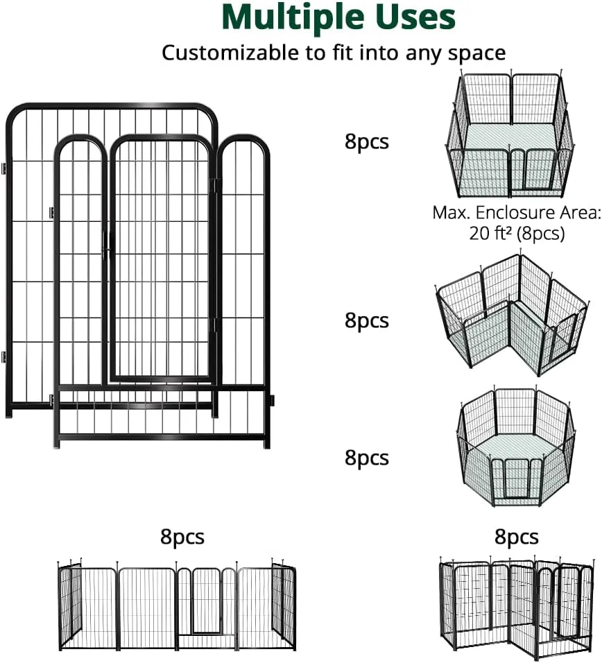 PawGiant Dog Fence Playpen 24/32/40 Indoor Outdoor for Small/Medium/Large Dogs, Metal Pet Puppy Cat Exercise Fencing Gate Crate Cage Outside RV, Camping, Yard, Garden