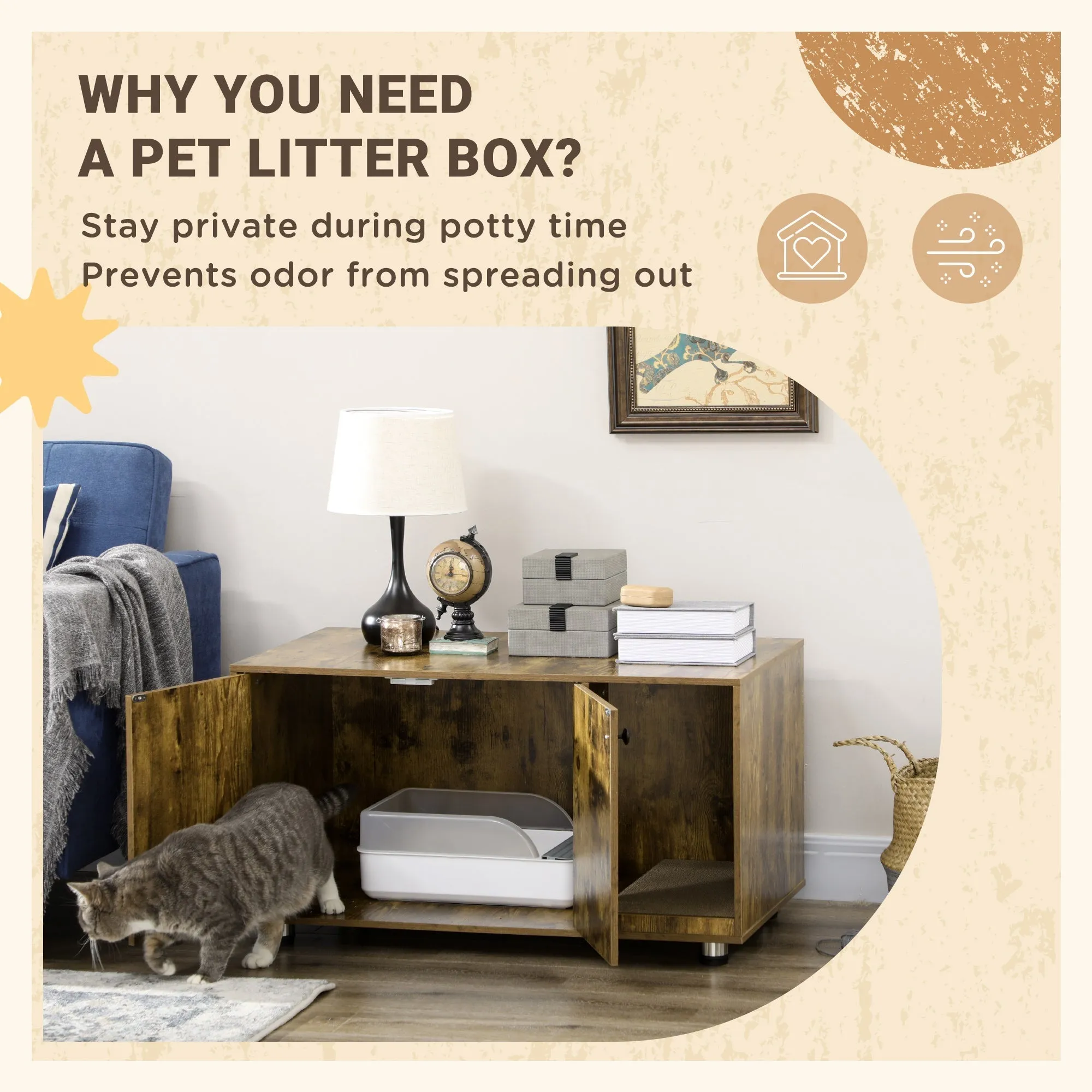PawHut Cat Litter Box Enclosure