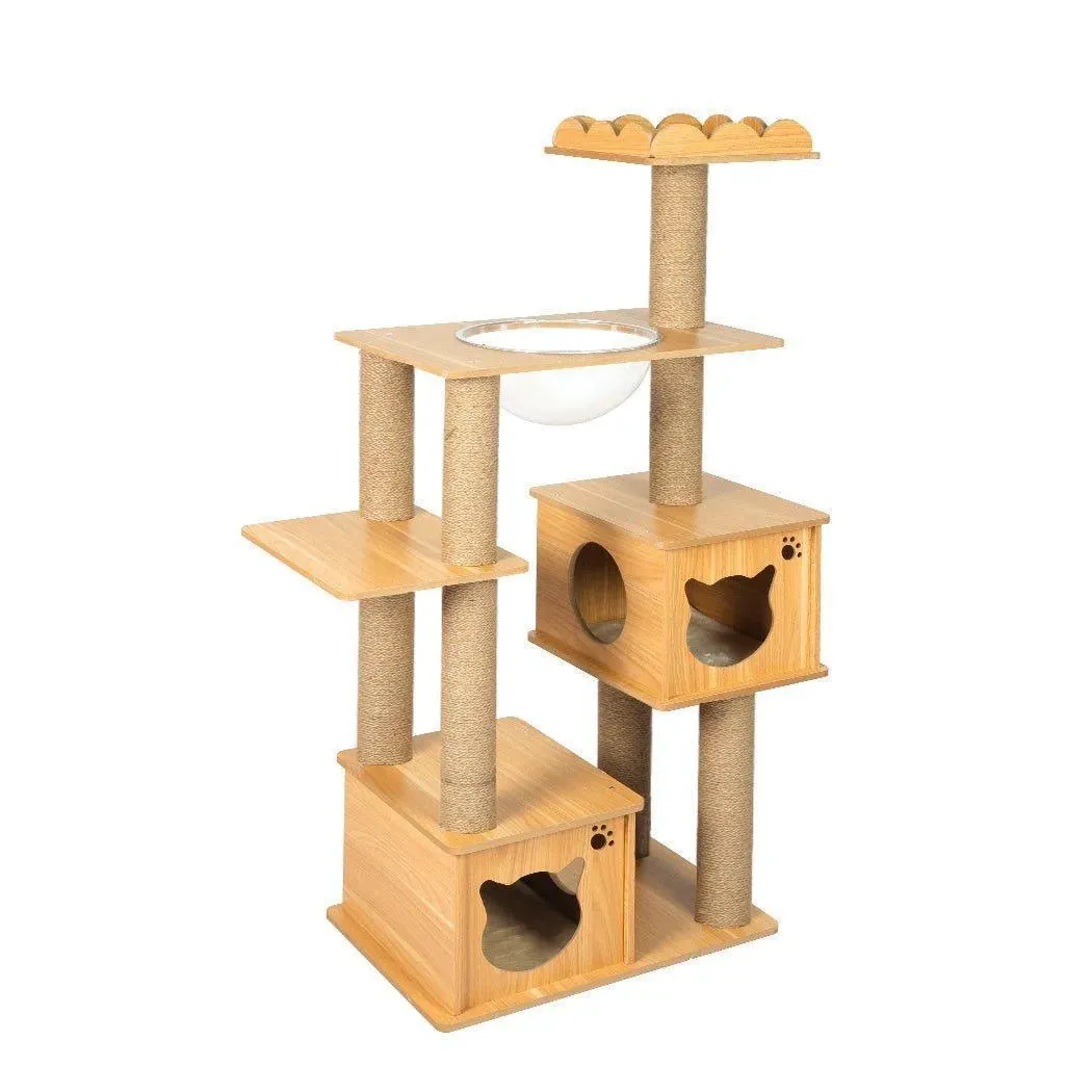 PaWz Cat Tree Scratching Post with Cat Face House
