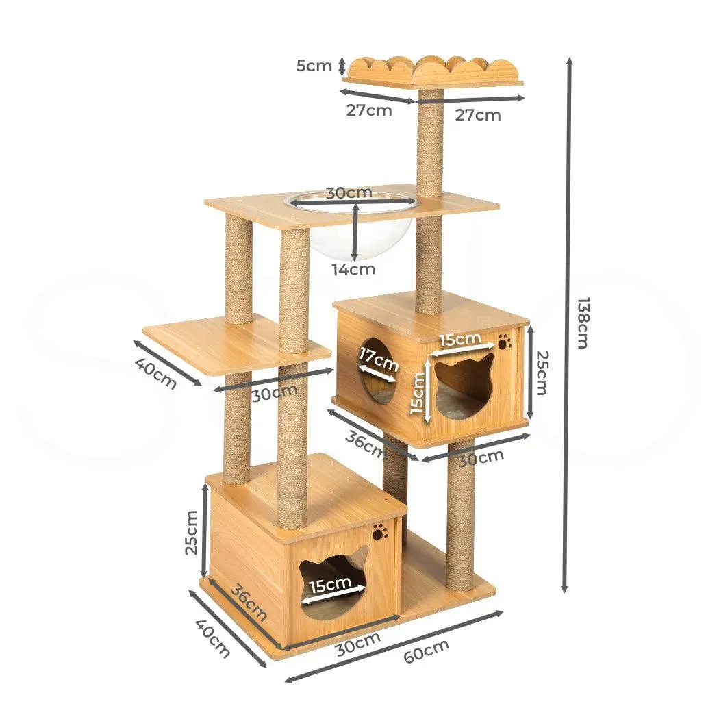 PaWz Cat Tree Scratching Post with Cat Face House