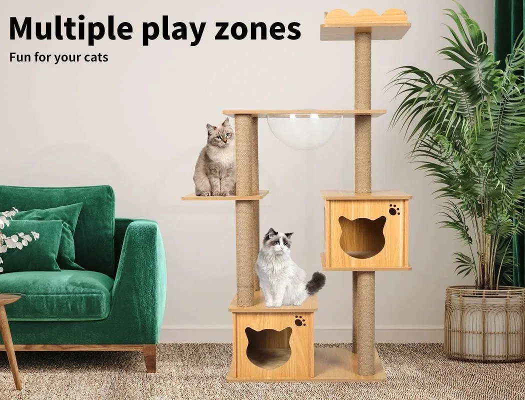 PaWz Cat Tree Scratching Post with Cat Face House