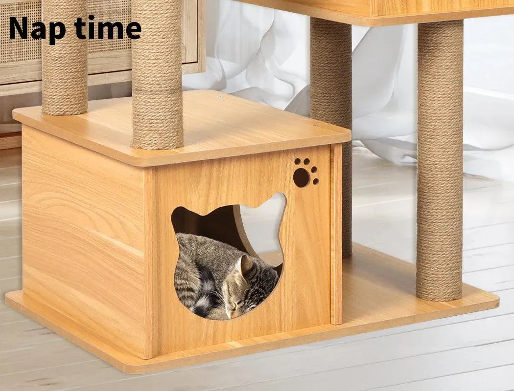 PaWz Cat Tree Scratching Post with Cat Face House