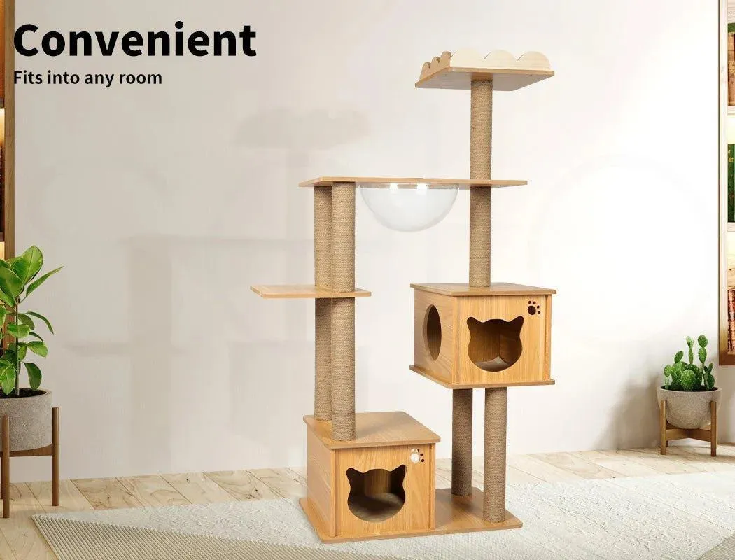 PaWz Cat Tree Scratching Post with Cat Face House