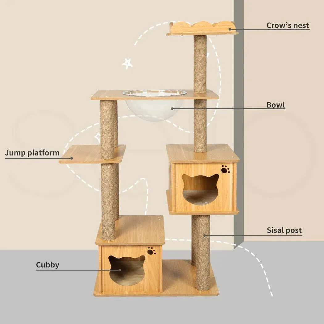 PaWz Cat Tree Scratching Post with Cat Face House