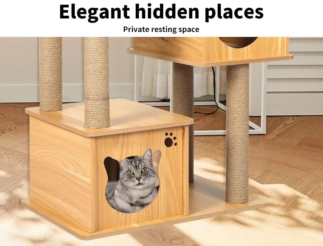 PaWz Cat Tree Scratching Post with Cat Face House