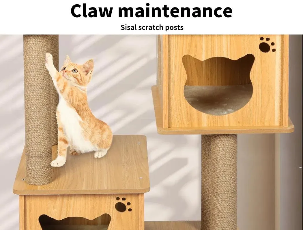 PaWz Cat Tree Scratching Post with Cat Face House