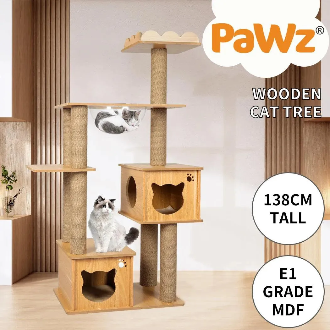 PaWz Cat Tree Scratching Post with Cat Face House