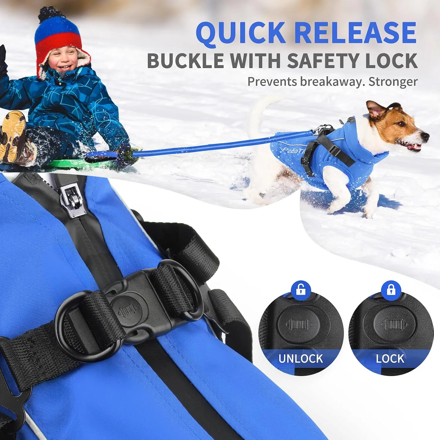 PCEoTllar Dog Coat - Warm Winter Jacket, Waterproof, Reflective Snow Clothes with Zipper, Thick Coat for Small to Large Dogs (Blue,XXL)