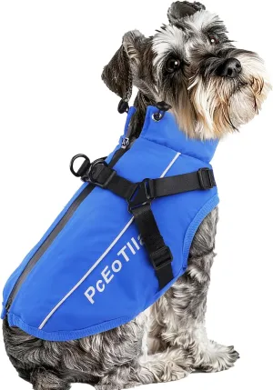 PCEoTllar Dog Coat - Warm Winter Jacket, Waterproof, Reflective Snow Clothes with Zipper, Thick Coat for Small to Large Dogs (Blue,XXL)