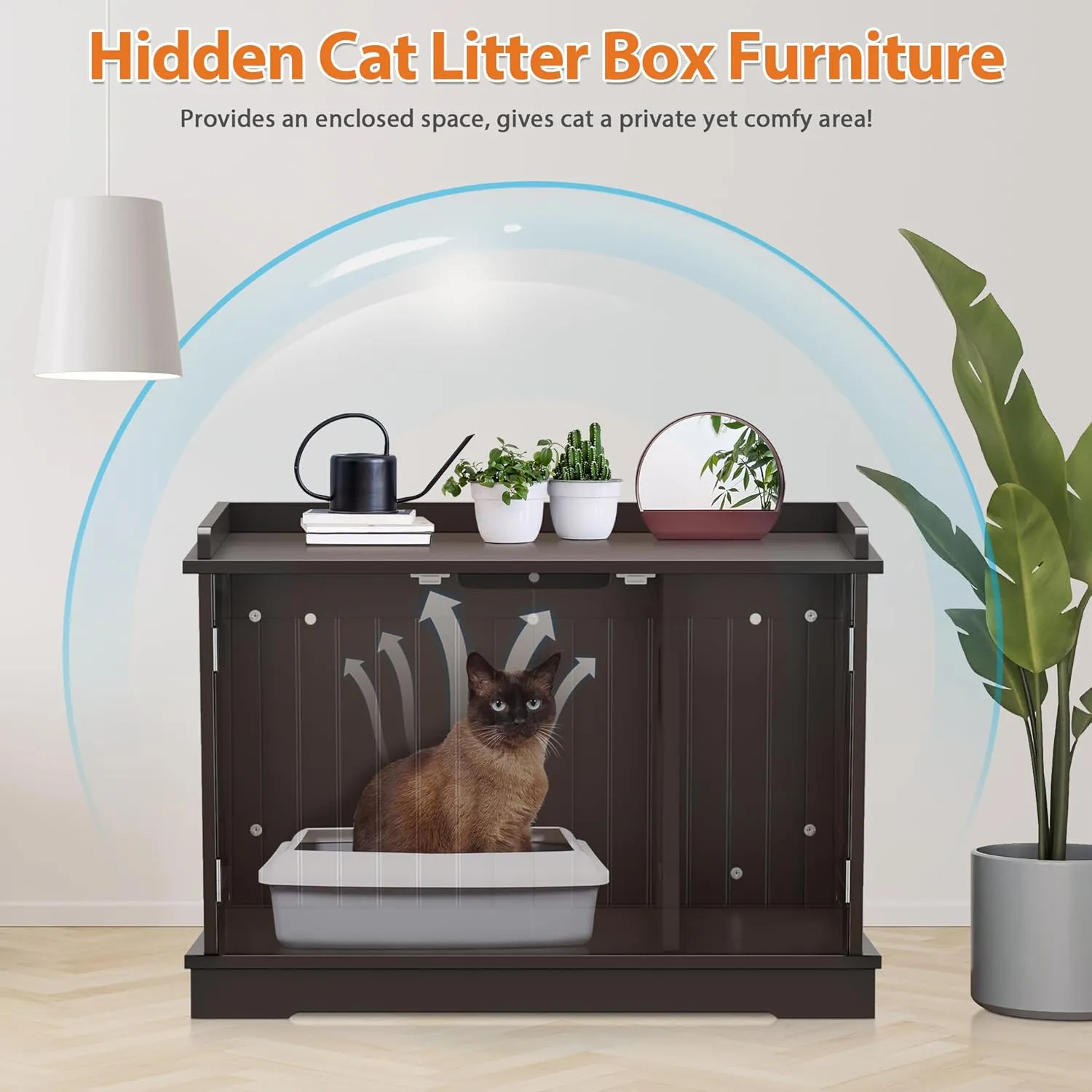 Pet Republic Hidden Cat Litter Box Enclosure - Cat Litter Box Furniture Table Nightstand (Coffee)